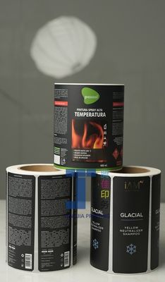 Προσαρμοσμένες, αδιάβροχες ετικέτες για μπουκάλια σαμπουάν.